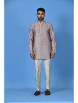 Simaaya - Grey Premium Quality Satin Made Short Kurta with Pant (Set of 2)