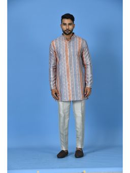 Simaaya - Grey Premium Quality Silk Made Short Kurta for Men