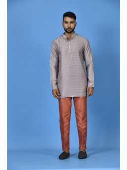 Simaaya - Grey Premium Quality Silk Made Short Kurta for Men