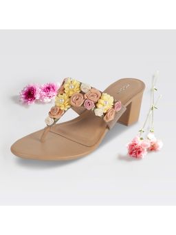 Mochi - Women Beige Block Heels