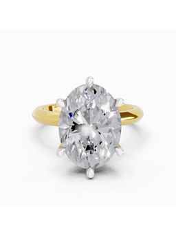 Sparkles - Lab Grown Diamond 5CT Oval Solitaire Engagement Ring 14K Yellow Gold