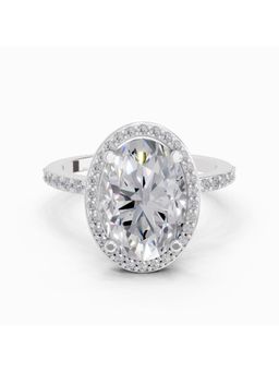 Sparkles - Lab Grown Diamond 4.4CT Oval Shape Halo Engagement Ring 14K White Gold
