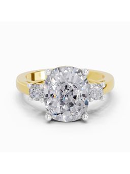 Sparkles - Lab Grown Diamond 4.23CT Cushion Shape Three Stone Engagement Ring 14K Yellow Gold
