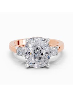 Sparkles - Lab Grown Diamond 4.23CT Cushion Shape Three Stone Engagement Ring 14K Rose Gold