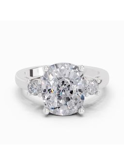 Sparkles - Lab Grown Diamond 4.23CT Cushion Shape Three Stone Engagement Ring 14K White Gold