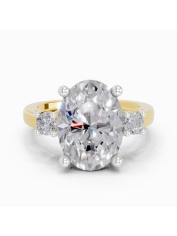 Sparkles - Lab Grown Diamond 5.23CT Oval Trilogy Engagement Ring 14K Yellow Gold