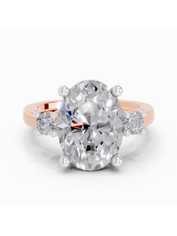 Sparkles - Lab Grown Diamond 5.23CT Oval Trilogy Engagement Ring 14K Rose Gold