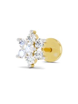 Sparkles - Lab Grown Diamond 0.1CT IGI Certified Cluster Wire Nosepin 14K Yellow Gold
