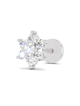 Sparkles - Lab Grown Diamond 0.1CT IGI Certified Cluster Wire Nosepin 14K White Gold