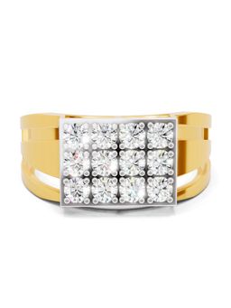Sparkles - Lab Grown Diamond 0.94CT Signet With Pave Rings 14K Yellow Gold