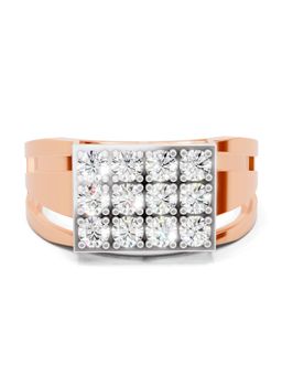 Sparkles - Lab Grown Diamond 0.94CT Signet With Pave Rings 14K Rose Gold