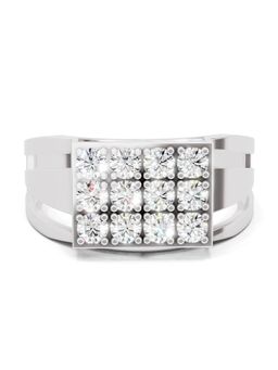Sparkles - Lab Grown Diamond 0.94CT Signet With Pave Rings 14K White Gold