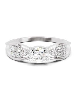 Sparkles - Lab Grown Diamond 0.45CT IGI Certified Oval and Solitaire Ring 14K White Gold