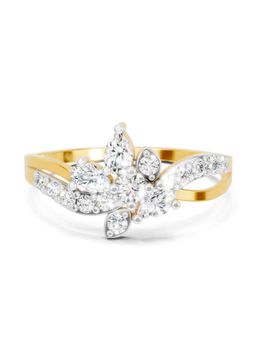 Sparkles - Lab Grown Diamond 0.47CT Round and Pear Shape Floral Ring 14K Yellow Gold