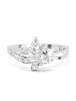 Sparkles - Lab Grown Diamond 0.47CT Round and Pear Shape Floral Ring 14K White Gold