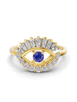 Sparkles - Lab Grown Diamond 0.19CT Evil Eye Elegance Rings 14K Yellow Gold