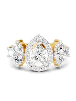 Sparkles - Lab Grown Diamond 1.47CT The Pear Halo Cluster Ring 14K Yellow Gold
