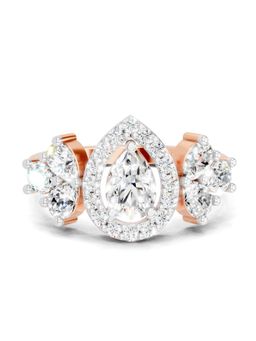 Sparkles - Lab Grown Diamond 1.47CT The Pear Halo Cluster Ring 14K Rose Gold