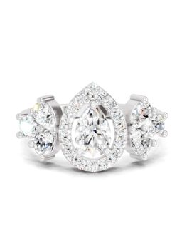Sparkles - Lab Grown Diamond 1.47CT The Pear Halo Cluster Ring 14K White Gold