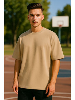 HAZUKU - Men Beige Men Oversized T-Shirt