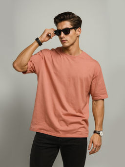 HAZUKU - Men Peach Men Oversized T-Shirt