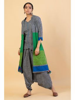 UDD DESIGN - Koyala Grey Top with Jacket and Dhoti Pant (Set of 3)