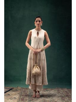 LABEL NAARITI - Suhana Beige Anarkali Kurta with Pant (Set of 2)