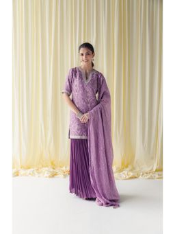 LABEL NAARITI - Zaina Lavender Kurti with Palazzo and Dupatta (Set of 3)