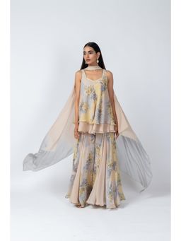 LABEL NAARITI - Sana Multi-Color Kurti with Sharara and Dupatta (Set of 3)