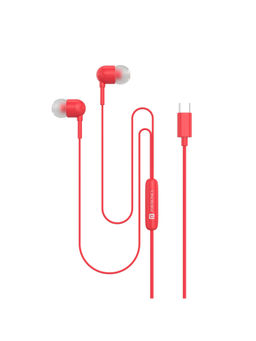Portronics - Conch 60 in-Ear Wired Earphone with Mic Type-C Audio Jack-(Red)