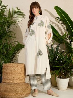 Indo Era - Embroidered Straight Kurta with Pant