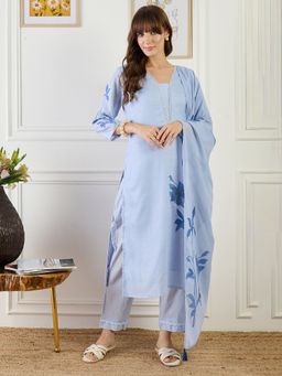 Indo Era - Printed Straight Kurta With Pant & Dupatta