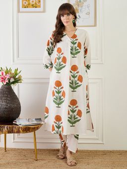 Indo Era - White Printed A-Line Co-Ord Set