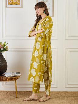 Indo Era - Mustard Printed Straight Co-Ord Set