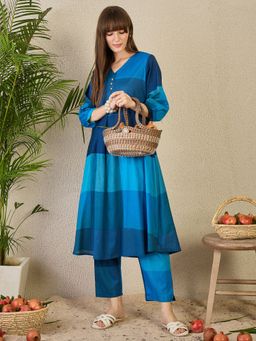 Indo Era - Blue A-Line Co-Ord Set
