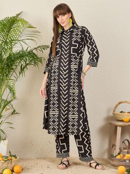 Indo Era - Black Printed A-Line Co-Ord Set