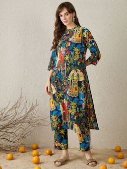 Indo Era - Multi-Colour Printed A-Line Co-Ord Set
