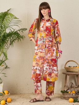 Indo Era - Multi-Colour Printed Straight Co-Ord Set