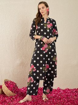 Indo Era - Black Printed A-Line Co-Ord Set