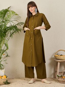 Indo Era - Olive Co-Ord Set