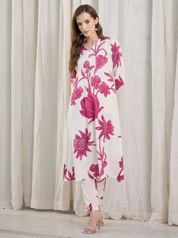 Indo Era - Pink Printed A-Line Co-Ord Set