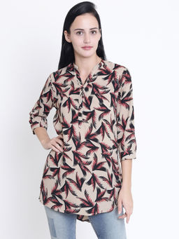 CRIMSOUNE CLUB - Women Beige Floral Printed Top