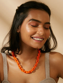 Pipa Bella by Nykaa Fashion - Orange Solid Chain Necklace