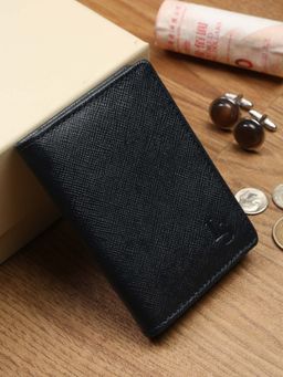 Louis Stitch - Saffiano Leather Blue Bifold Wallet for Men | RFID Blocking Slim Purse Wallet