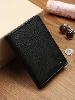 Louis Stitch - Saffiano Leather Black Bifold Wallet for Men | RFID Blocking Slim Purse Wallet