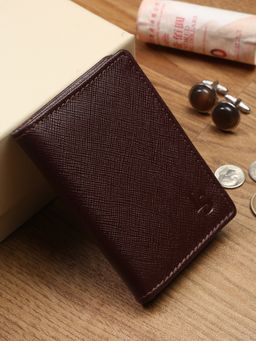 Louis Stitch - Saffiano Leather Maroon Bifold Wallet for Men | RFID Blocking Slim Purse Wallet