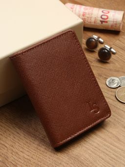 Louis Stitch - Saffiano Leather Tan Bifold Wallet for Men | RFID Blocking Slim Purse Wallet
