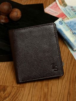 Louis Stitch - Saffiano Leather Brown Bifold Wallet for Men, RFID Protected Slim Wallet Purse