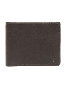 Louis Stitch - Brown Saffiano Leather Bifold Men's Wallet with Zip Pocket and RFID Blocking