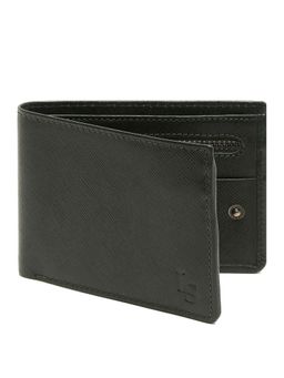Louis Stitch - Green Saffiano Leather Bifold Men's Wallet with Zip Pocket and RFID Blocking
